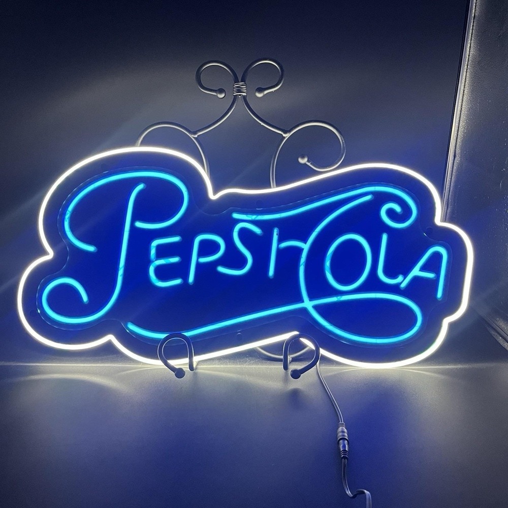 Blue And White Neon Pepsi-Cola Sign 22.5"X 11" Restaurant Bar Soda Pop‎